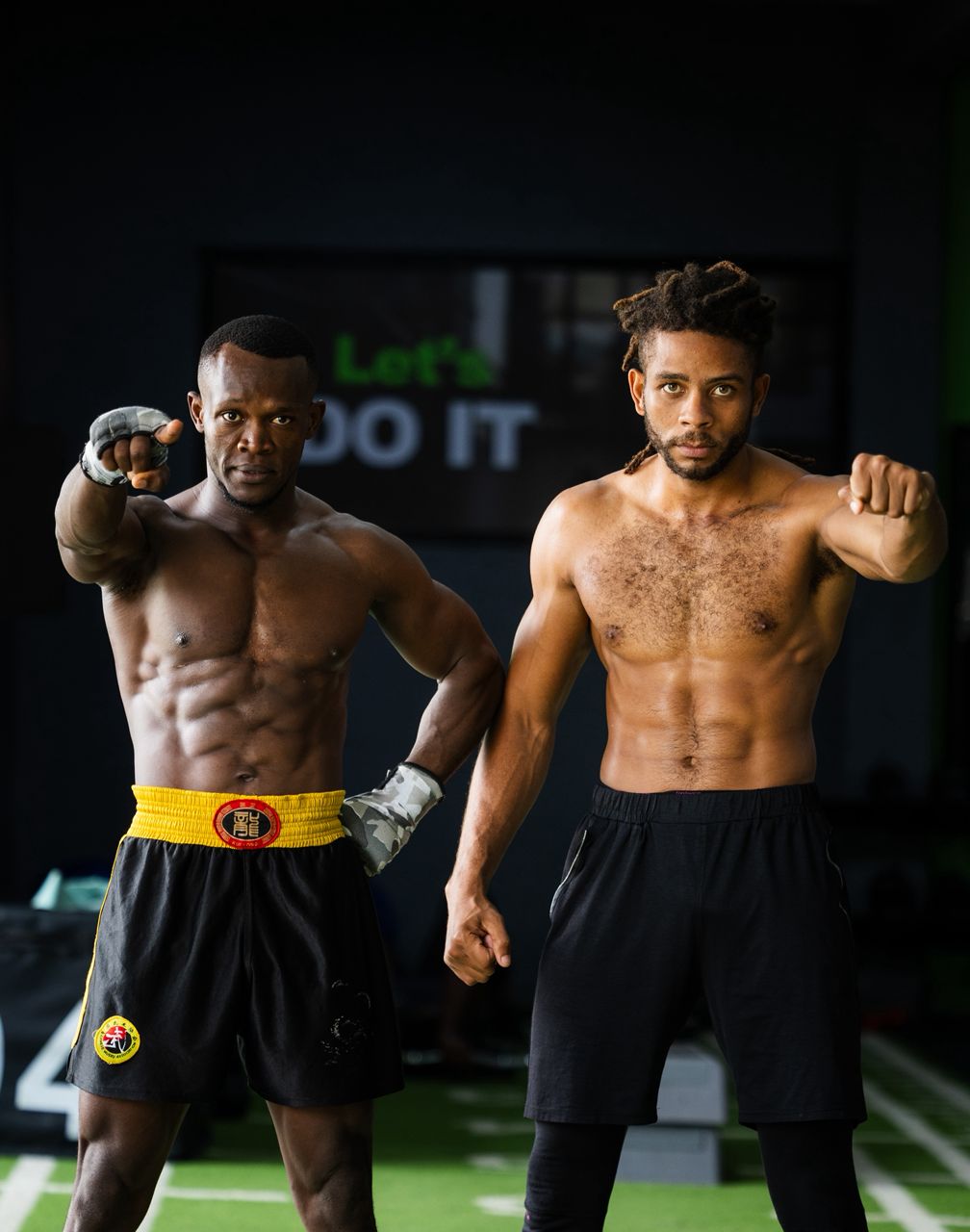 James with training partner